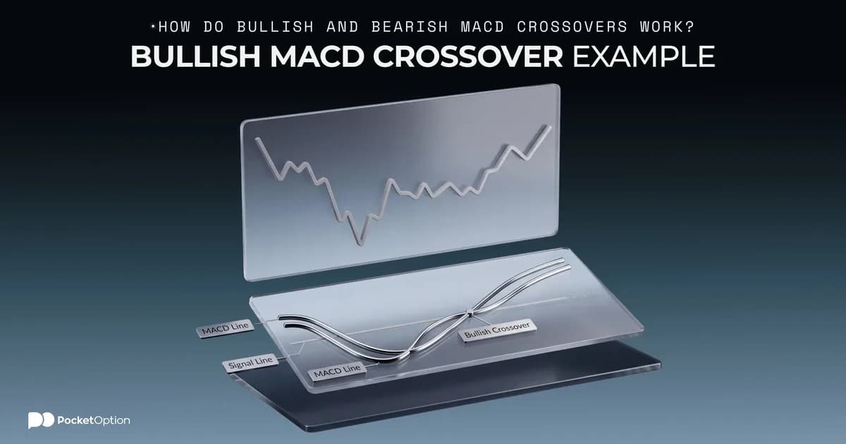 Bullish MACD crossover example on a Pocket Option chart