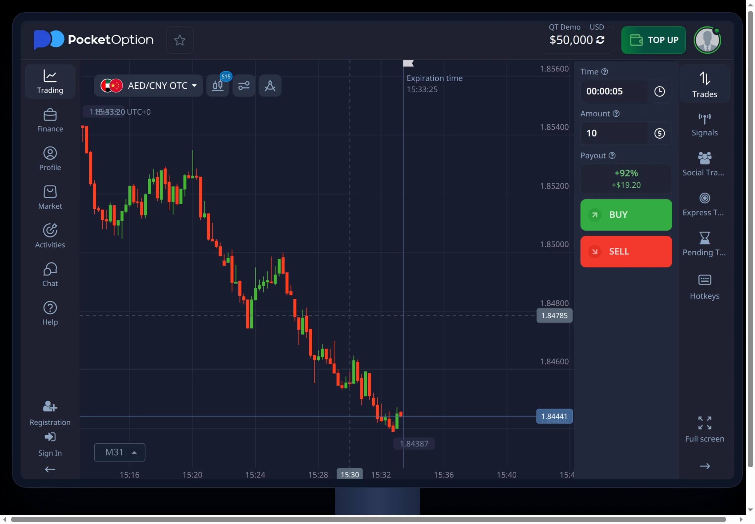 Pocket Option web trading platform